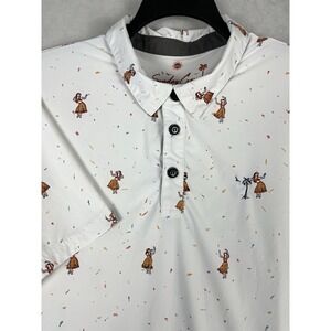 Sunday Crew Polo Shirt Adult XL White Regular Fit UPF50 Stretch The Sun Bus Hula